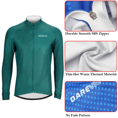 DAREVIE Cycling Jersey Winter Thermal Fleece Men's Cycling Jersey Winter Pro Team Full Sleeve High Quality Bike Jersey MTB Road