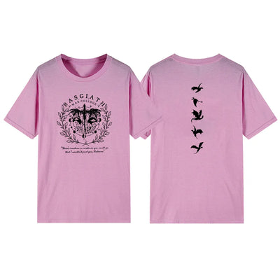 Fourth Wing Double-Sided T-Shirt Basgiath War College T Shirt Dragon Rider Tshirts Women Clothing Vintage T-shirt Bookish Tee