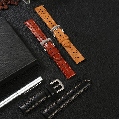 Cowhide Leather Watch Strap 18mm 19mm 20mm 22mm Watchband Vintage Wrist Band Accessories Quick Release Replacement Belt For Men