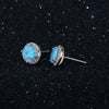 10mm Blue Opal Stone 925 Sterling Silver Stud Earrings Ocean Style Fashion Earrings for Women Gift for Her (Jewelora EA102018)