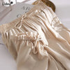 2023 Women's Clothing Fashion Casual Lacing Loose Pockets Solid Color Comfortable Spring Summer Thin Pleated Drape Lantern Pants