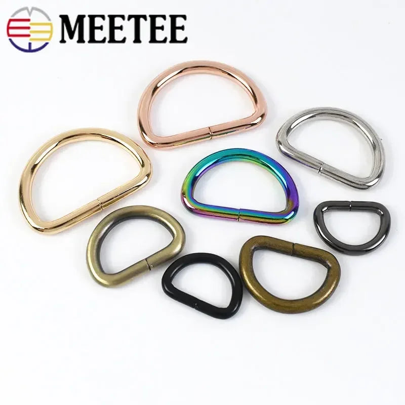 30Pcs 13-50mm Metal Ring Buckles for Bag Strap Webbing Belt D Rings Loops Bag handle Clasp DIY Handbag Leather Craft Accessories