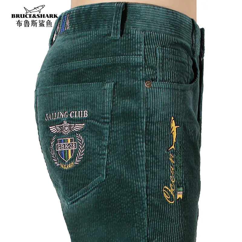 New Men's Corduroy Trousers Heavy Cotton Pants men luxury brand Straight Leg Loose Style stretching winter clothe Pants Big Size