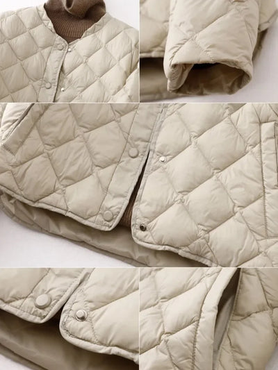 Quilted Women's Jacket 2023 Autumn Winter New Stand Collar Women's Coat Korean Fashion Long Sleeve Tops Jacket Female Clothing